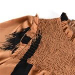 Women's round neck shirt Spring 2023 loose brown long sleeve temperament shirt