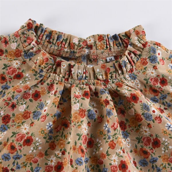 Spring and summer 2023 women's loose casual top floral round neck shirt women