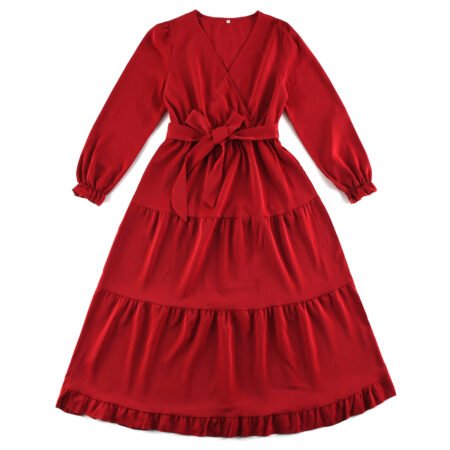 Large casual dress red women's dress