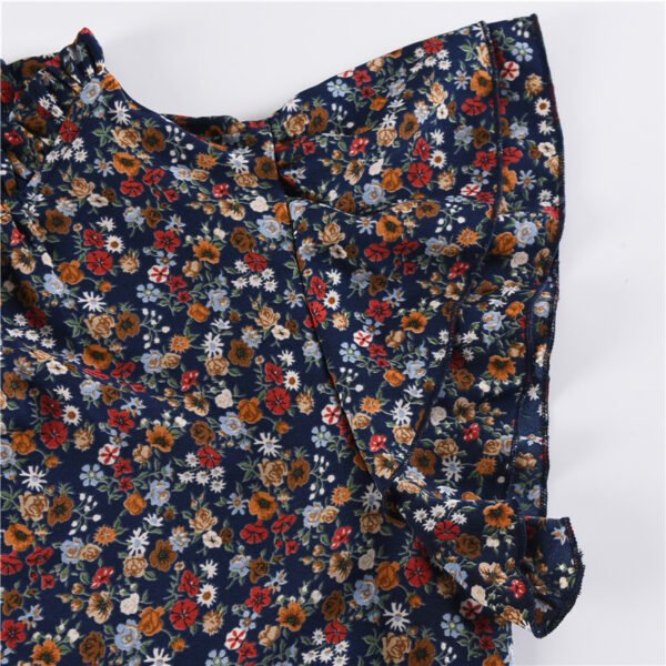 Spring and summer 2023 women's loose casual top floral round neck shirt women