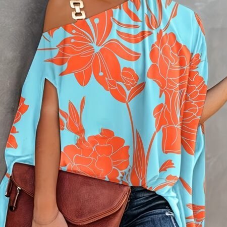 Summer Halter Batwing Sleeve Floral Print Blouse Women's Blouse